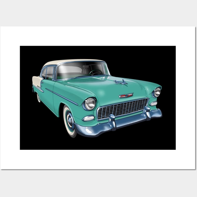 1955 Chevrolet in turquoise Wall Art by candcretro